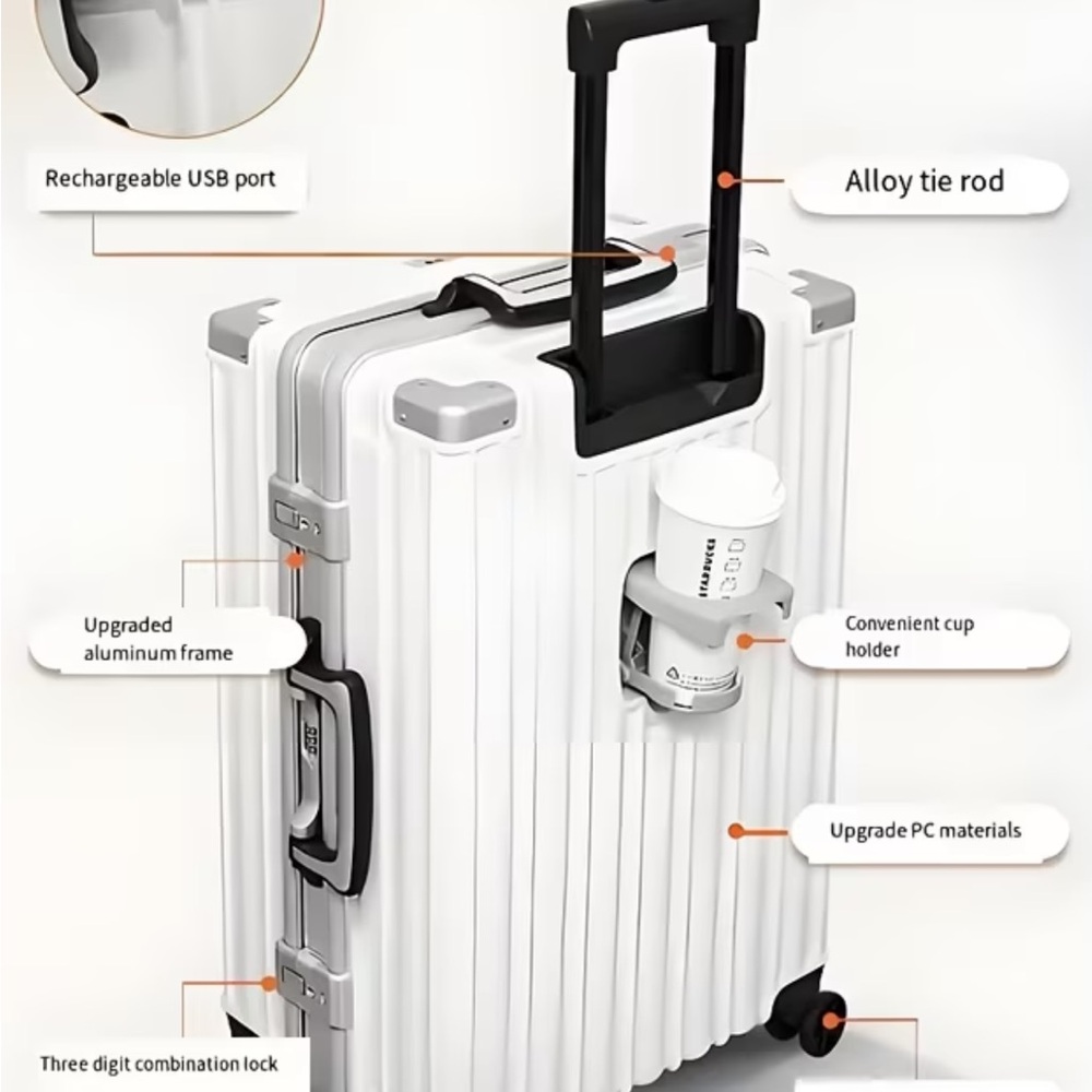 Wheeled Hardshell Carry-On Luggage in Light Silver - Picture 6 of 9